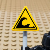 "Tsunami Warning" Triangular Sign with Clip (Custom Pad Printed LEGO)