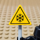 "Freezing Temperature Warning" Triangular Sign with Clip (Custom Pad Printed LEGO)