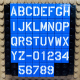 Stencil Letter Alphabet (1x2 LEGO tiles with custom pad printing)