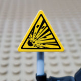 "Explosive Hazard Warning" Triangular Sign with Clip (Custom Pad Printed LEGO)