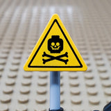 "Toxic / Poison Warning" Triangular Sign with Clip (Custom Pad Printed LEGO)