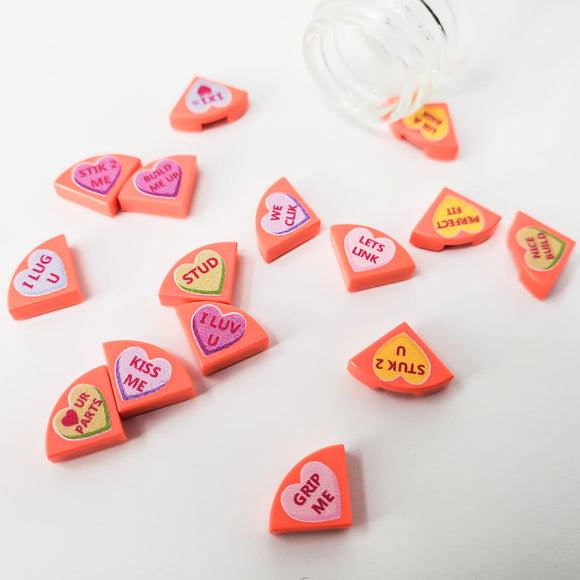 Conversation Hearts 15-tile Bundle (Custom Pad Printed LEGO)