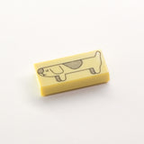 Long Dog 1x2 Tile (Custom Pad Printed LEGO)