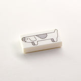 Long Dog 1x2 Tile (Custom Pad Printed LEGO)