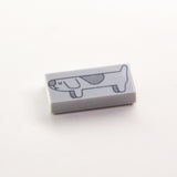 Long Dog 1x2 Tile (Custom Pad Printed LEGO)
