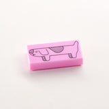Long Dog 1x2 Tile (Custom Pad Printed LEGO)